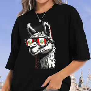 100%cotton Peru Alpaca Portrait Sunglasses Peruvian Flag Peruvian Pride T-Shirt
