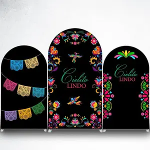 15-day Delivery Mexican Floral Cielito Lindo Arch Backdrop Cover for Fiesta Party Decor