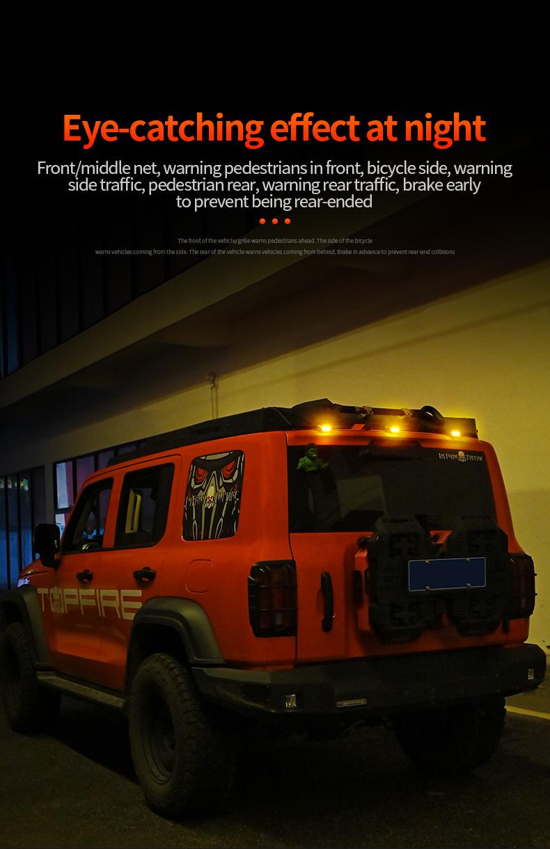 Solar Car Roof RGB Strobe Lingts With Remote Control ,Drill-Free Installation, Roof Running Lights，8-Color Waterproof LED Vibration Sensor ，Universal Cable-free LED Cab Running Lights, Decorative Warning Navigation Lamp for Truck SUV Cars.