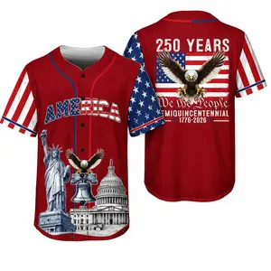 Men's Patriotic National Commemorative Baseball Jersey - USA 1776-2026 250 Years Semiquincentennial, We The People, Bald Eagle, Statue of Liberty, 4th of July Celebration, Multiple Colors Available