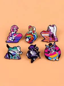 6pcs/set Anime Enamel Pins, Cool Punk Accessories, Cute Backpack Brooches, Brooch Pin Clip, Fashion Hat Clothing Decor, Emblem Badge Decoration, Unique Gift for Friends