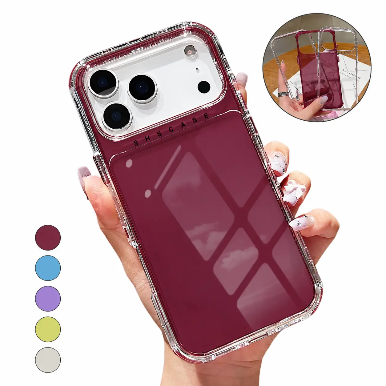 3 in 1 Heavy Duty Protection Case for iPhone 18 Pro Max 17 16 15 14 13 Pro Max Clear Shockproof Solid Hard Back Silicon Case, Rugged Shockproof/Drop/Dust Proof 3-Layer Protective Durable Girly Cute Phone Cover Accessories for iphone
