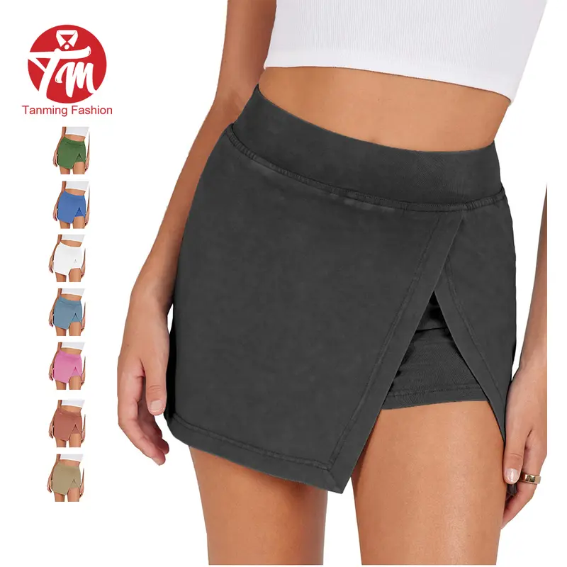 Tanming Womens Wrap Cross Skort High Waist Athletic Tennis Skirt with Built-in Shorts Casual Summer Work School Vacation Loungewear Outfits Clothing