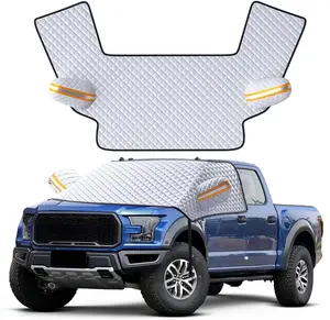 Sunshade Snow Windshield Cover, Three Window with Earmuffs Snow Shield, Waterproof Antifreeze Thickened Winter Protection Cover, Suitable for Most Cars (Silver)