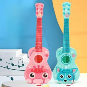 Kids Ukulele Guitar 21inch with 6 Strings Cartoon Design Pink & Blue Educational Musical Instrument for Boys Girls Beginner Playtime Learning Compact Fun Design
