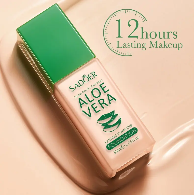 Aloe Vera Liquid Foundation - Hydrating, Smooth & Lightweight Formula,  Available in Natural & Ivory Shades, Long-