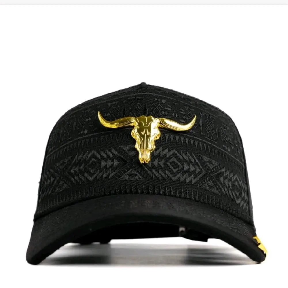 THE KING RANCH Men's Stylish 2-Colors Cap - Black with Gold Cuernos, Everyday Casual Daily Wear Accessory