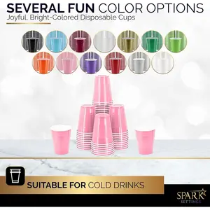 Disposable Plastic Cups, Pink Colored Plastic Cups, 18-Ounce Plastic Party Cups, Strong and Sturdy Disposable Cups for Party, Wedding, Christmas, Halloween Party Cup, 50 Pack Drink Hand Colorful