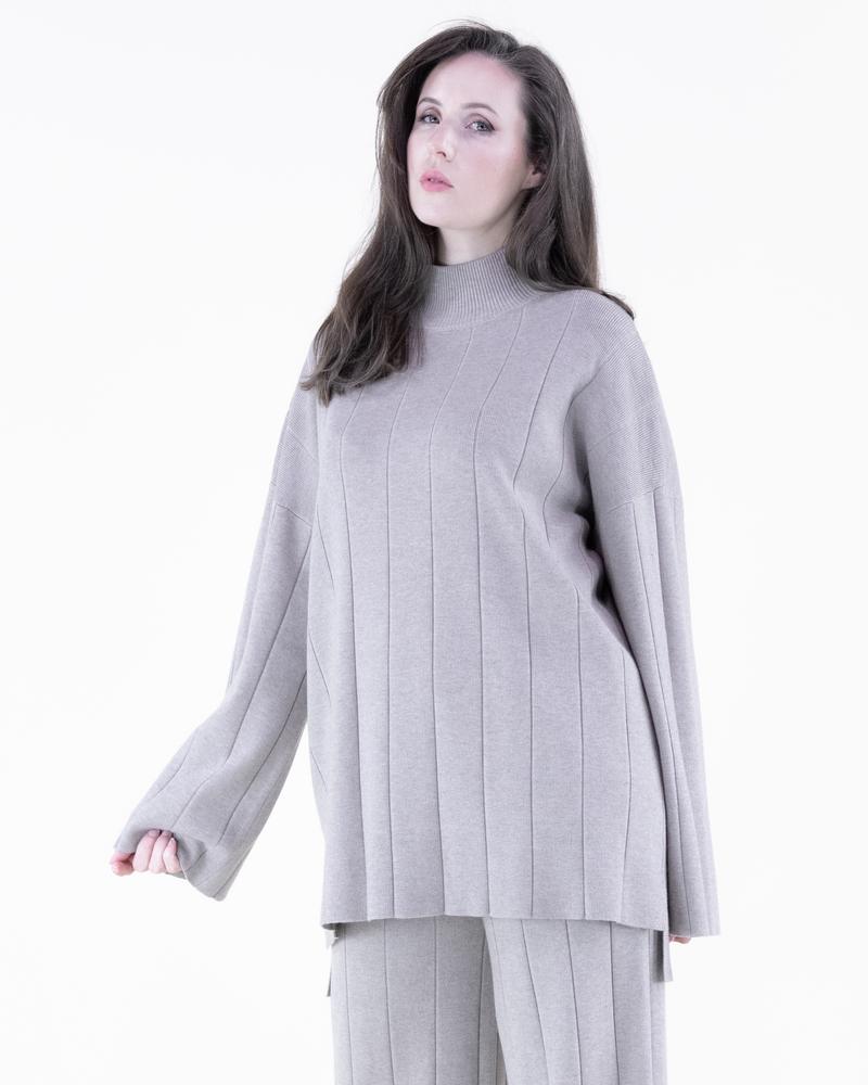 Women's Ribbed High-Neck Sweater & Matching Wide-Leg Pants Womenswear Top, Pants or Two-Piece Set Options