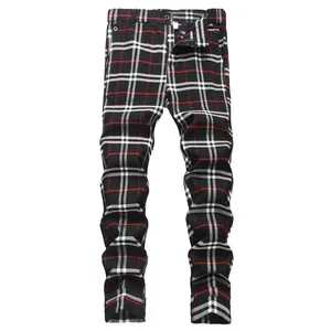 JUNBAOSS Men's Slim Fit Stretch Dress Pants Plaid Skinny Pants for Men, Straight Leg Fashion Comfort Flex Waist Pants, Men's Casual Business Golf Dress Chinos Pants