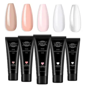 NOFEE 15ml 5COLOR Jelly Poly Nail Extension Gel Kit Long Lasting for Nail Building Nail Polish Crystal French Primer Manicure Cutics Brush Cosmetic