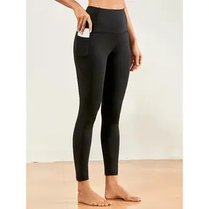 Solid Color Yoga Pants With Pocket, High Stretch Butt Lifting Sports Running Leggings -  Polyester & Spandex Blend - For Women - Suitable for Yoga, Running, Fitness - Perfect Gift for Fitness Enthusiasts