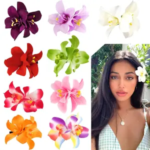 9pcs Hawaiian Flower Hair Clips for Women, Hibiscus & Plumeria Hair Clips, Artificial Tropical Flowers for Hair Accessories, Barrettes, Hibiscus Flower Hair Pin