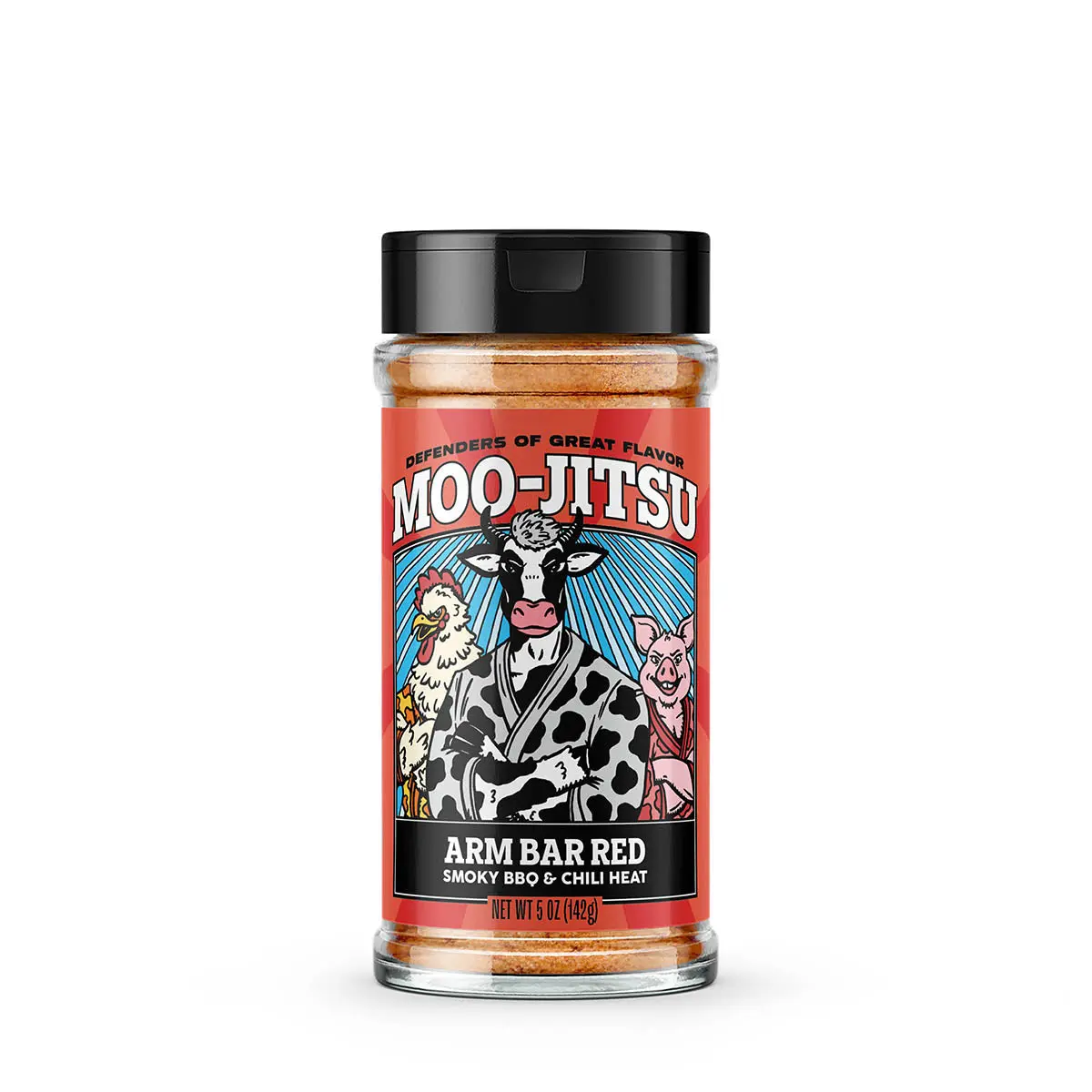 Moo-Jitsu Arm Bar Red BBQ Rub with Smoky BBQ & Chili Heat for Pork Ribs Pulled Pork Chicken & Brisket 5 oz - Salt