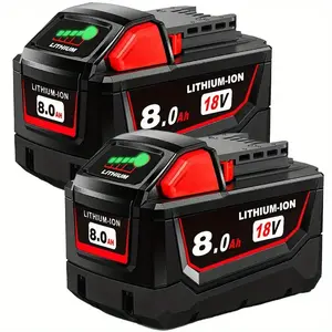 2-Pack 10V 8Ah Lithium Battery for milwaukee Replacing batteries with electric tools M-18 18 Volt MAX Replacement Battery Compatible with 48-11-1890,48-11-1850, 48-11-1828, 48-11-1820,48-11-1815  Tools milwaukee battery