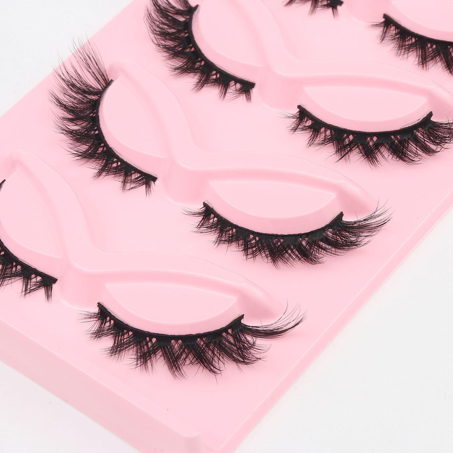 Fluffy Wispy Winged Faux Mink Lashes Cat Eye Style Reusable False Eyelash Pack