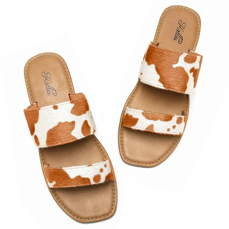 Women's Square Toe 2-Strap Slide Sandals, Summervibes Rubber Walking Shoes, Footwear for Women with Dual Straps for Secure, Relaxed Hold