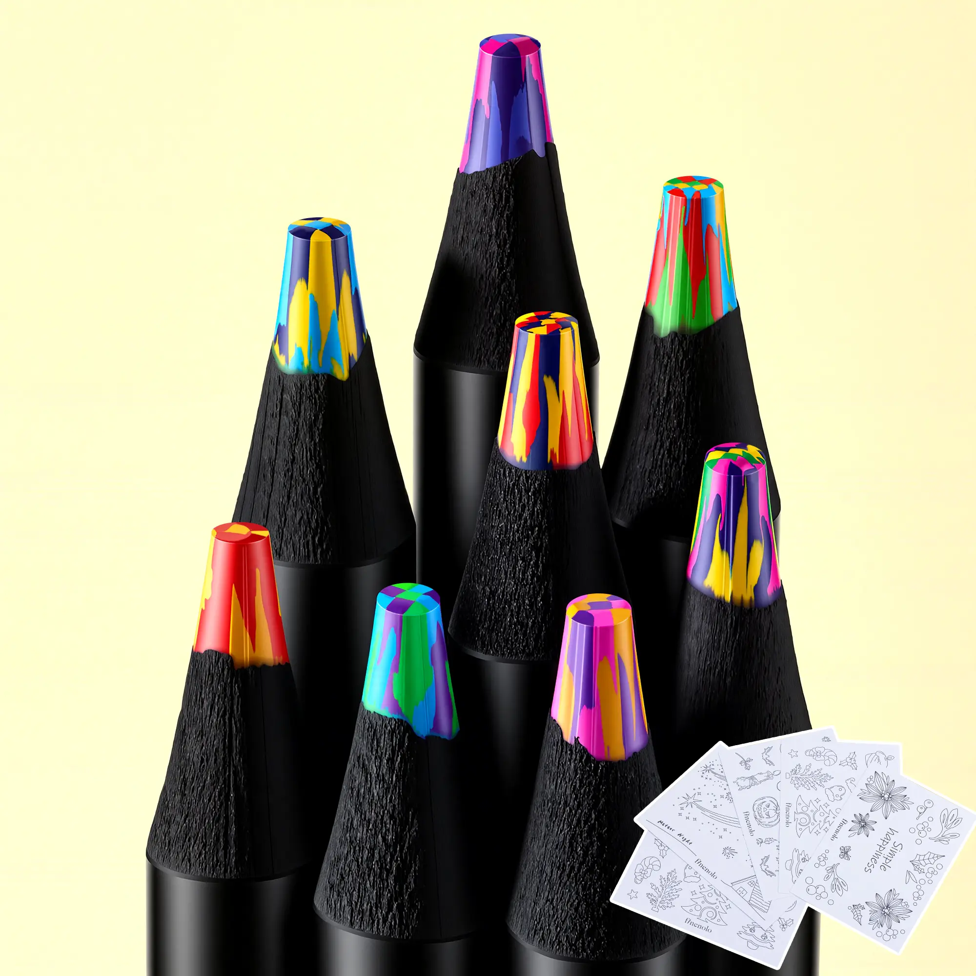 Finenolo 8/16 Pieces Art Supplies Colored Pencils, Jumbo Rainbow Pencils with Cards, Multicolored Pencils for Drawing, Coloring, Christmas Gifts, Party Favor Bags DealsforYouDays