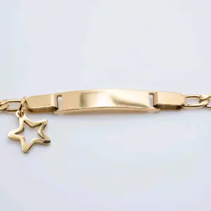 Beautiful Stainless Steel ID Bracelet with Star Charm for Children - 5 to 6 Inches, Personalization Option Available