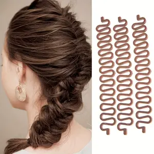 3pcs Women's Wavy Hair Braiding Tools - Heatless Styling Tools & Twist Styles, Easy to Use, Formaldehyde-Free, Perfect for Long Curly Hair - Create Chic Braids with Ease