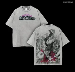 Tomura Shigaraki My Villan Academia Anime Double Printed Vintage Washed Tee Unisex Oversize Anime Manga Washed Heavyweight Cotton T-shirt