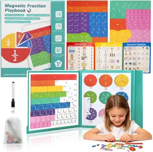 Magnetic Fraction Educational Puzzle with Fraction Tiles & Circles, Math Manipulatives Montessori Learning Toys to Help Kids Learn Fractions and Build Early Math Skills