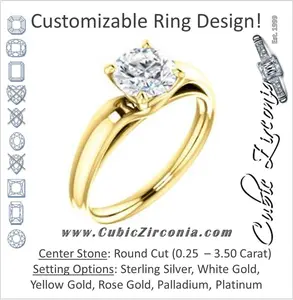 Cubic Zirconia Engagement Ring- The Johnnie (Customizable Cathedral-set Round Cut Solitaire with Decorative Prong Basket)