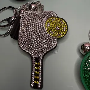 Silver pickleball keychain