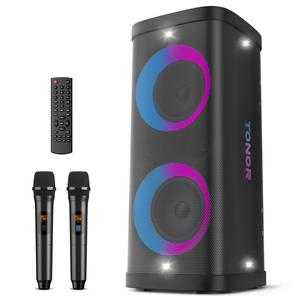 TONOR Karaoke Machine with 2 Wireless Mics, Bluetooth, Disco Lights & Rechargeable Battery for Home, Party & Outdoor Use