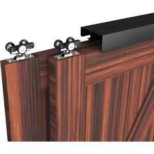 Heavy Duty Double Bypass Sliding Closet Door Track Kit Hardware, 48'/4FT Aluminium Alloy Pocket Door Track Rail Set, Black