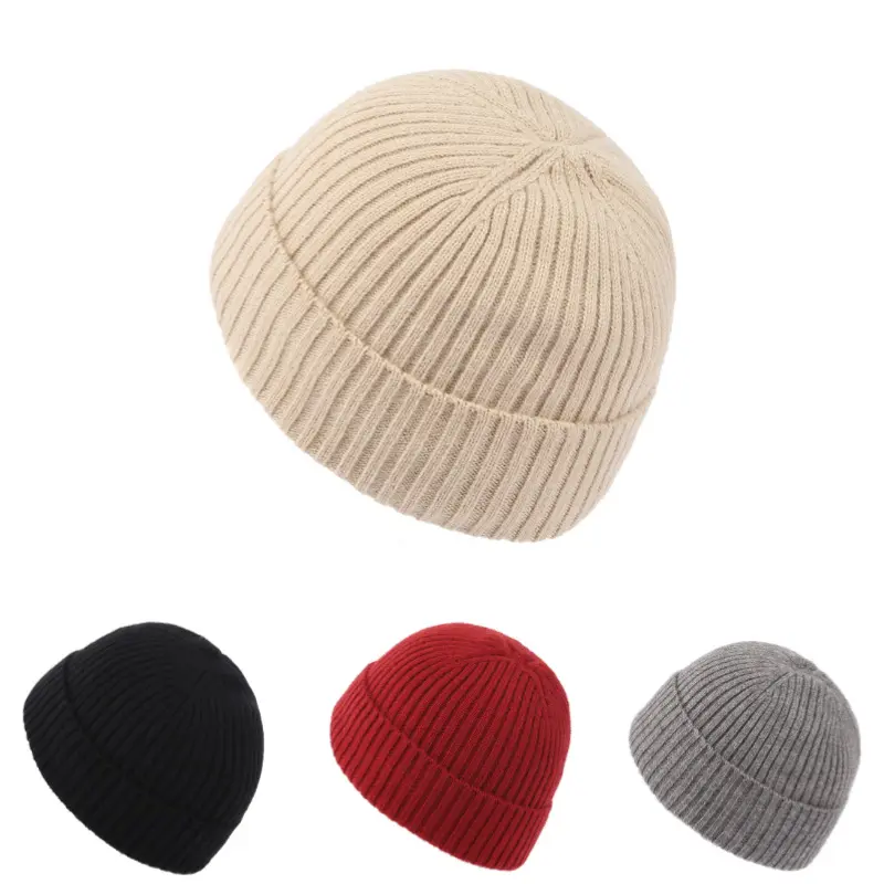 Unisex Beanie Hat Cosy Beanie Winter Trawler Beanie Hat Knit Short Fisherman Roll-up Edge Skullcap for Men Women