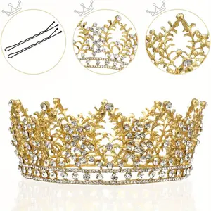 BeautyDAO FRCOLOR Jeweled Baroque Queen Gold Princess Crown Vintage Crystal Diamond Wedding Crowns and Tiaras Costume Party Hair Accessories for Women You deserve it