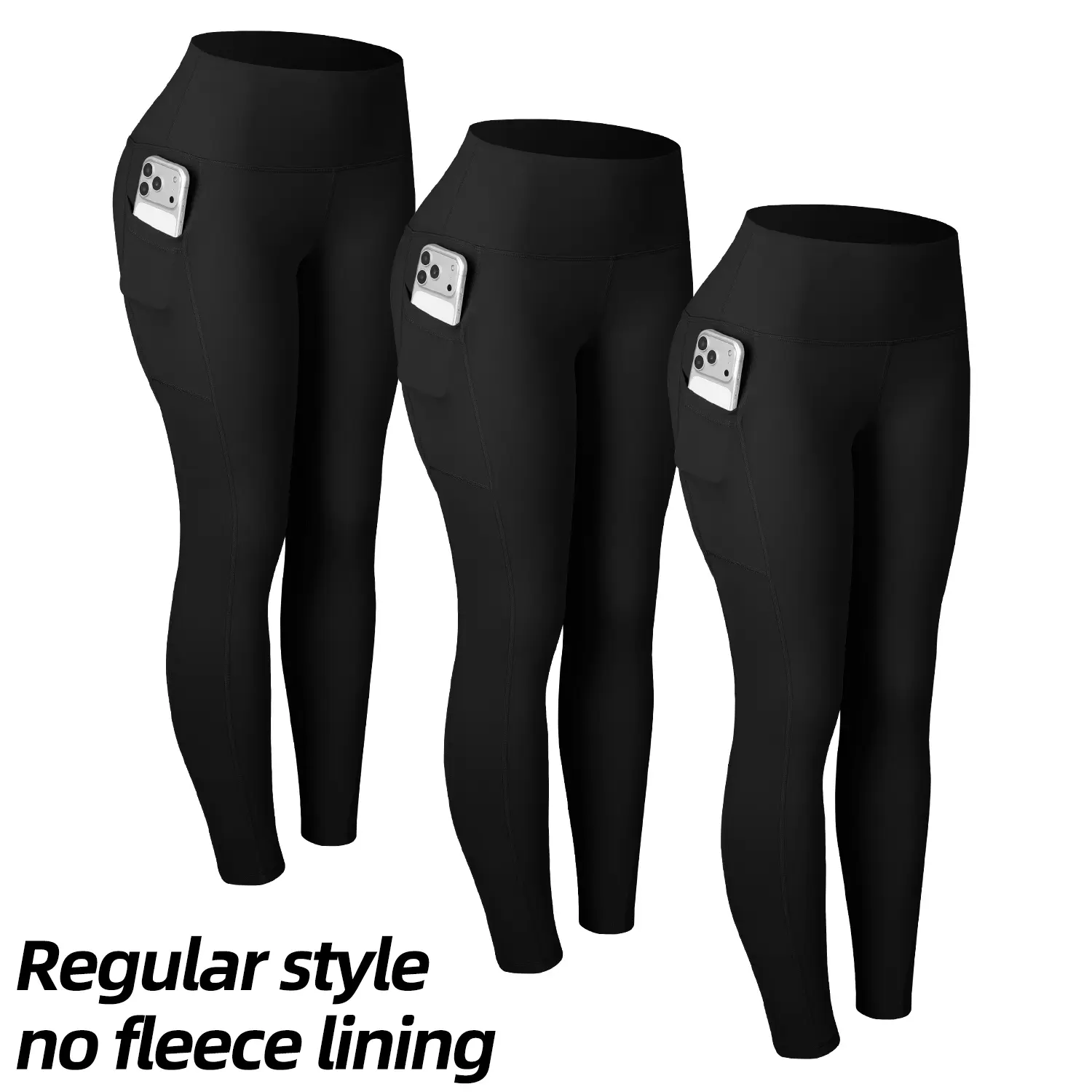 Regular style no fleece lining:3Black