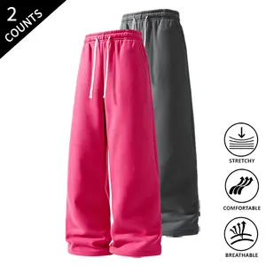 2-Pack Men’s Trendy Casual Sweatpants, Loose Fit Drawstring Pants for Streetwear Style