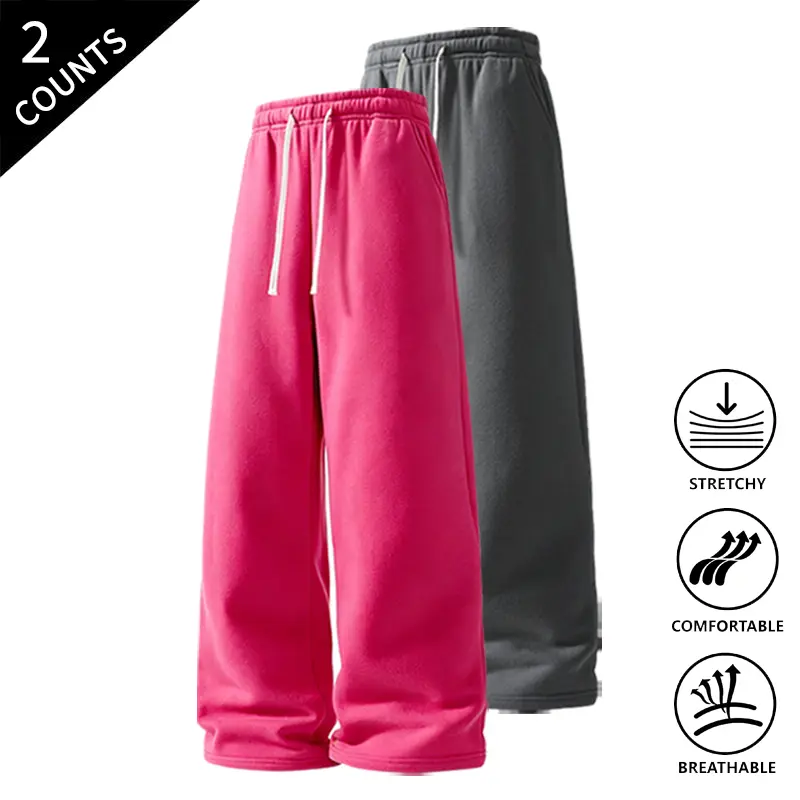 2-Pack Men’s Trendy Casual Sweatpants, Loose Fit Drawstring Pants for Streetwear Style
