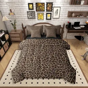 Cheetah Print Comforter Set,Brown Leopard Bedding Set for Teens Adults,Animal Skin Texture 7 Pieces Bed Set