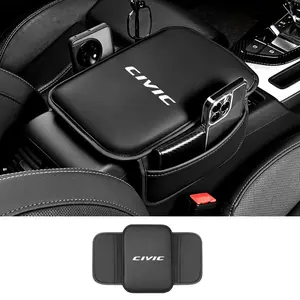 Leather Car Armrest Box Pad, Armrest Protection Mats for Honda Civic Fit Accord Crv Hrv Jazz Odyssey, Acura Tl Tsx Zdx Rsx Crz
