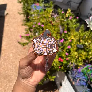 Disco Pumpkin Badge Reel Seasonal  Handmade Resin Badge Reels
