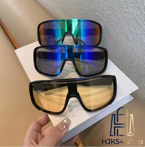 Oversized Shield Sunglasses, UV400 Protection Windproof Sport Goggles, One-Piece Mirror Lens Shades for Cycling, Driving, Outdoor Activities