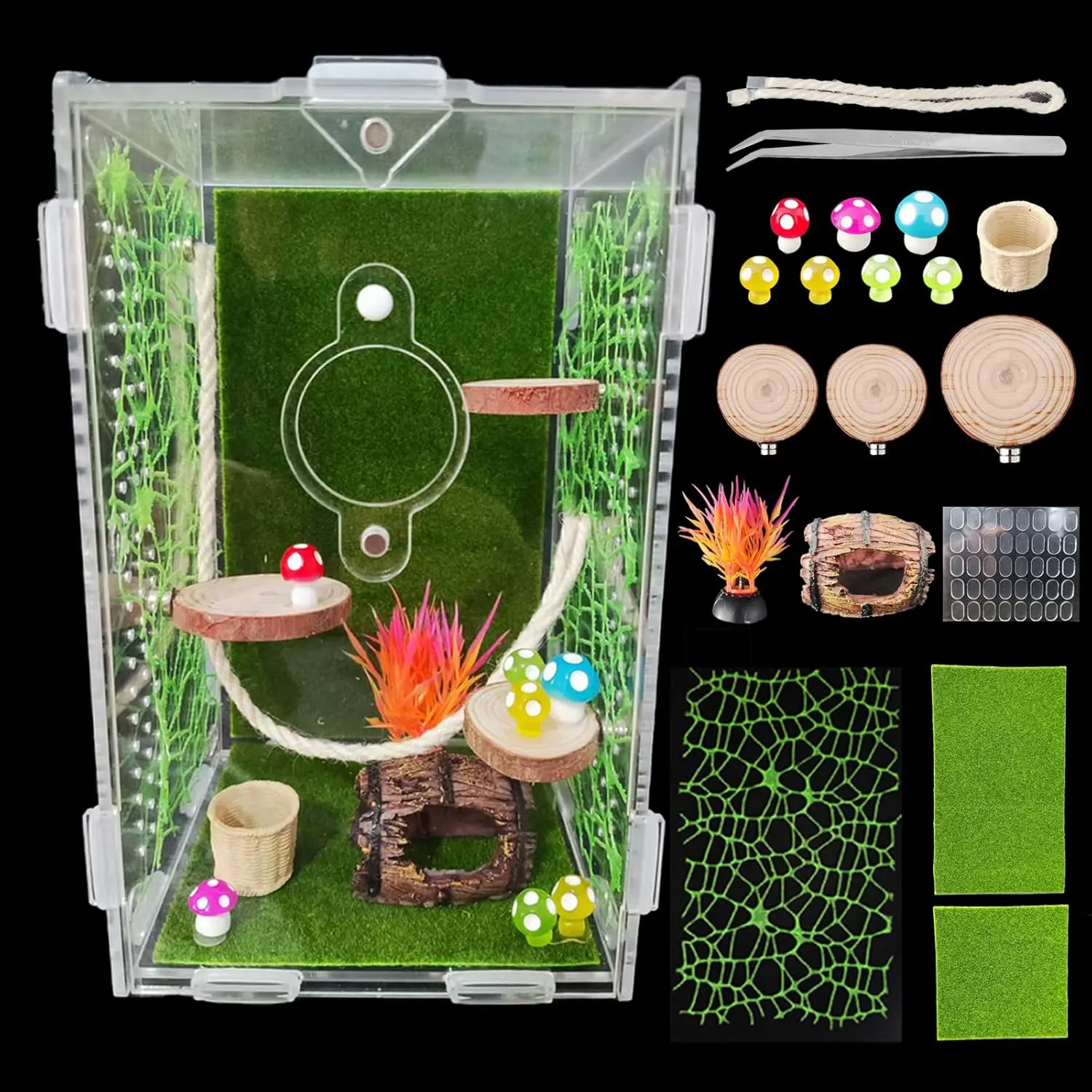 Spider Enclosure,Reptile Enclosure,Bug Habitat, for Small Tree Dwelling Reptiles,Arboreal Tarantula Enclosure, Spider Terrarium Kit,Plastic Terrarium