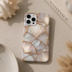 Stained Glass Seashell Phone Case For Girls Faux Mosaic Coquette Coastal Cover Protective Shockproof Ultra Slim Minimal Case For IPhone 17 16 15 14 13 12 11 Pro Max Plus Air Galaxy S26 S25 S24 S23 S22 S21 Ultra Plus FE