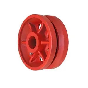 CasterHQ - 6" X 3" Red Ductile V-Groove Wheel - 6000 lbs Capacity