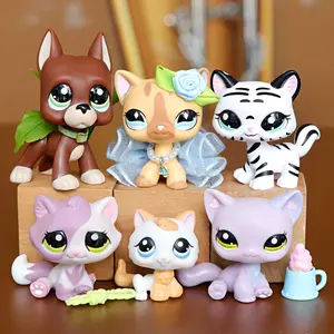 6 Pcs Cute Big Eye Kitten Mini Figurines, Hand Painted PVC Collectible Cat Dolls with Floral Bow, Tulle Skirt & Snack Cup Accessories, Pretend Play Toys, Cake Topper Decor & Kids Birthday Holiday Gifts