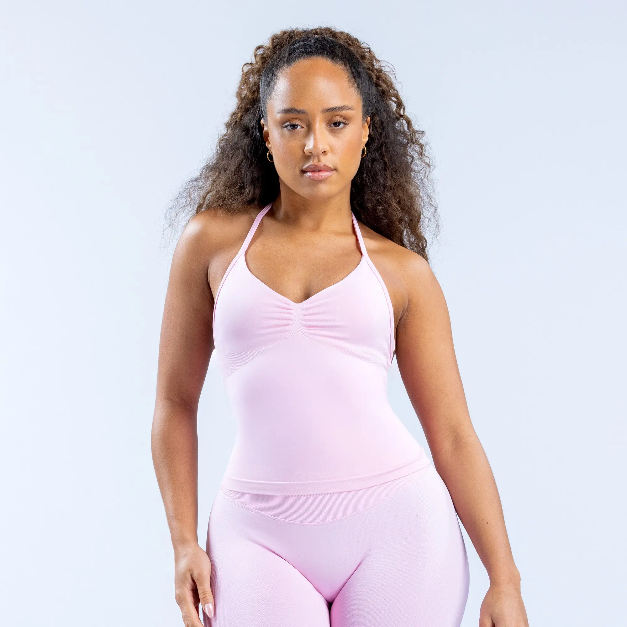 DFYNG Impact Longline Strappy Top |     Halterneck Design, Removable Pads & Underbust Twill Knit Core Support