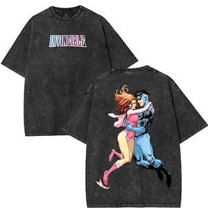 Atom Eve x Mark - Invincible War Washed Tshirt, Comics Wash T-Shirt TV Show Comics Washed T-shirt Heavyweight Cotton invincible shirt invincible merch