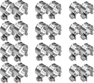 24 count Small  Injection Hose Clamps Assortment Kit,1/4" 5/16" 3/8" Gas Line Hose Clamp, Adjustable Pipe Hose Clip Tube Clamps Sleeving for Automotive,Agriculture,Plumbing