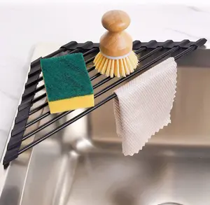 Tomorotec Small Triangle Roll-Up Dish Drying Rack with Silicone Coating Stainless Steel Frame for Sink Corners, Multipurpose Over-The-Sink Kitchen Drainer & Organizer for Space-Saving Storage (Black) Attom Tech Minimalist
