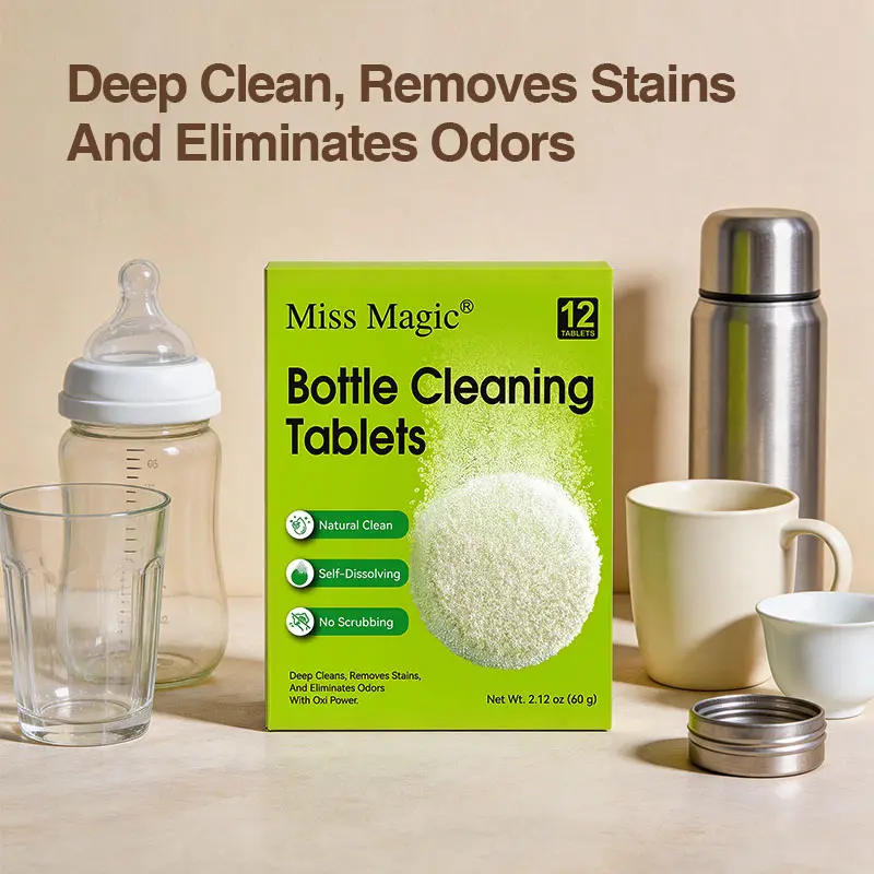 Miss Magic Bottle Cleaning Tablets – Deep Clean Odors, Coffee Stains & Hidden Bacteria in Water Bottles, Stanley Cups, Owala Tumblers, Thermoses & Reusable Mugs Fast