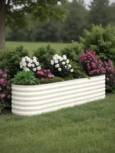 【Christmas Gift】apricot- (2-Pack)Galvanized Steel 8x2x1.5Ft Raised Garden Bed – Elevated Planter Box For Indoor/Outdoor Vegetables, Herbs & Flowers, No-Bend Design With Rust-Proof Coating & Tool-Free Assembly,Beige