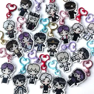 Love and DeepSpace Acrylic Keychains – Rafayel, Xavier, Zayne, Sylus, & Caleb – Multiple Outfits – Pixel Art - Game Character Merch Art Keychain